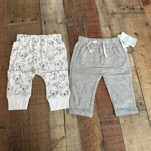 Mac & Moon Organic Baby Pants 2-Pack 9M Cotton Gender-Neutral Koala Print & Gray